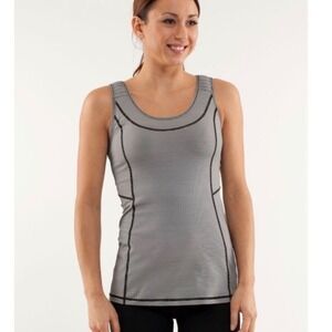 LULULEMON | Women's Gray Striped Ruched Athletic Pocket Tank Top